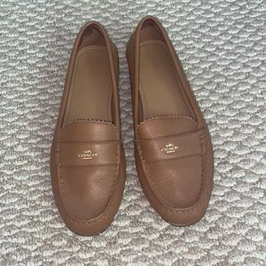 Tan Leather Coach Marley Driving Loafers